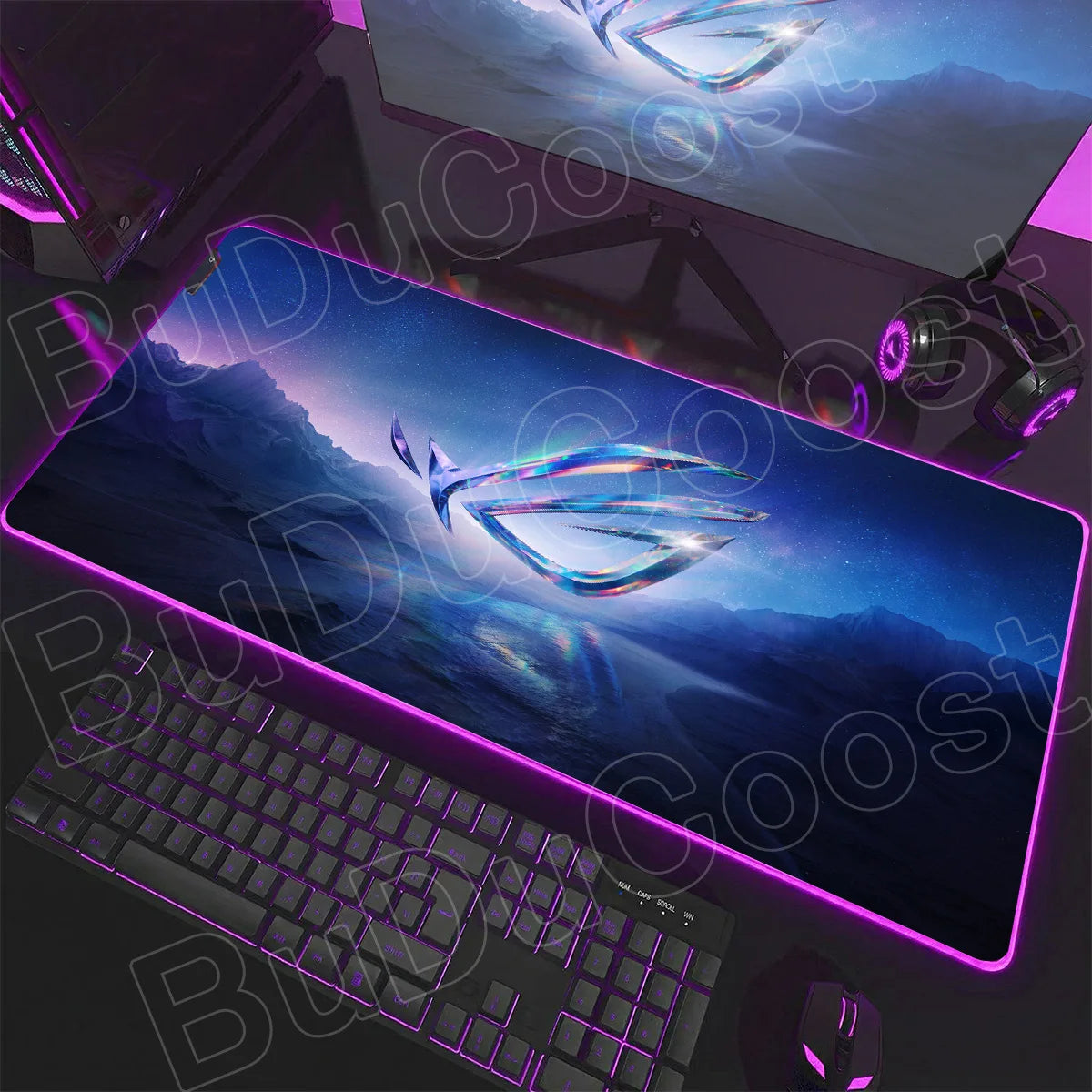 600x300x3mm RGB Gamer Glowing HD Keyboard Mat Asus Office Table New ROG Art Design Colorful LED Mouse Pad Rubber Non-slip Carpet