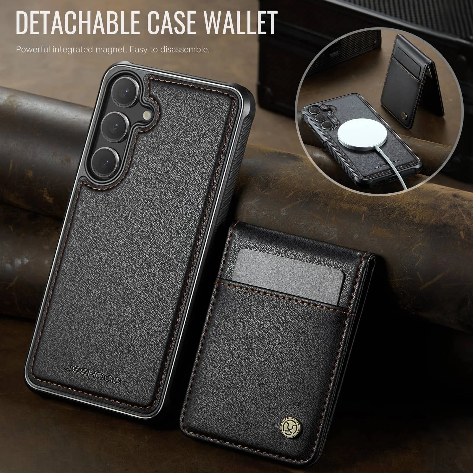 Magnetic 2 in 1 Detachable for Samsung Galaxy S25 S24 Ultra Wallet Case with Card Holder, Magnetic Flip Kickstand Credit Slots