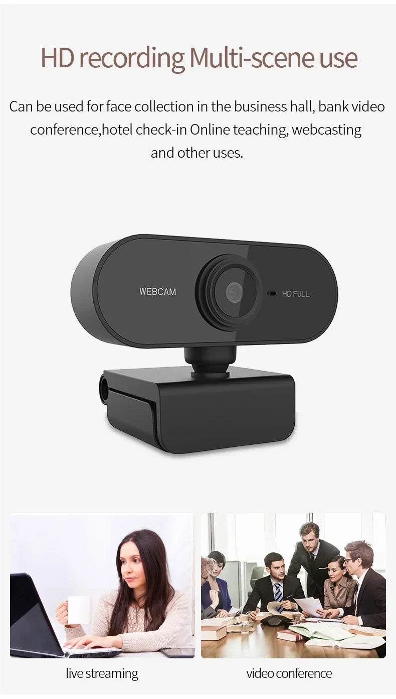 1080P HD Mini Webcam with Mic USB for Laptop Desktop Ideal for Video Calls And Conferences