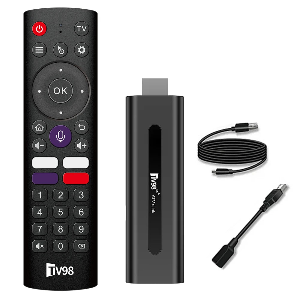 TV98 ATV H313 Android TV Stick 14.0 8K 2.4G 5G WiFi Quad Core BT5.0 Set Top Box Smart TV Box for Network Media Player