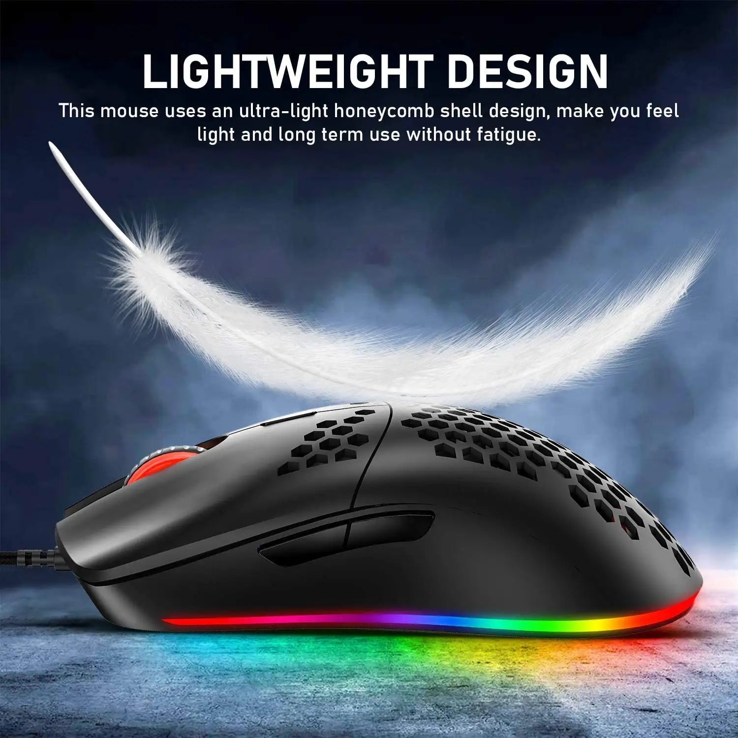 LED Backlit Wired Mechanical Keyboard Brown Switch&RGB 6400 DPI Lightweight Gaming Mouse with Honeycomb Shell 3 in 1 Set