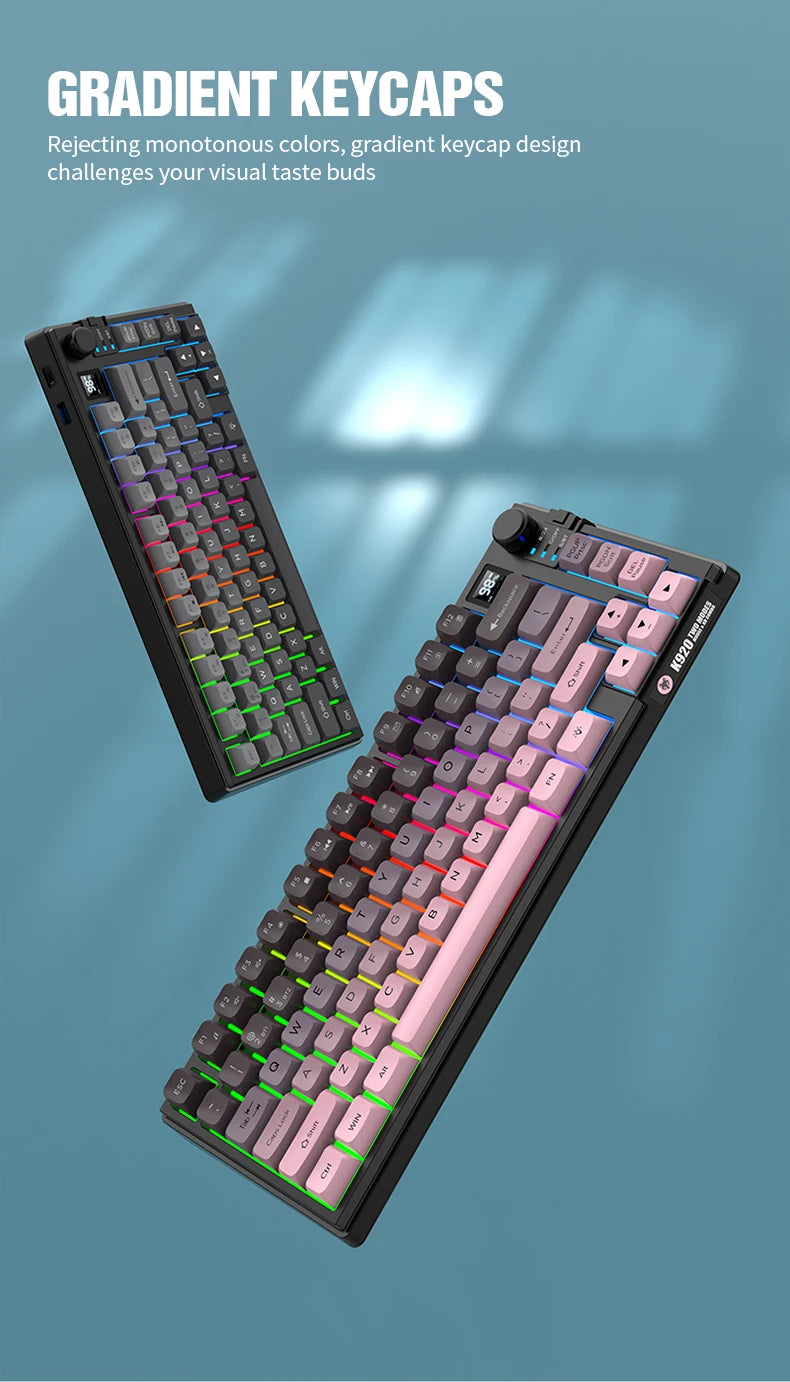 New Dual-Mode 80 Keys Wireless Gaming Keyboard Combo,2.4G/BT5.1 Keyboard Mouse Set With Rainbow-light RGB For PC Office Gaming