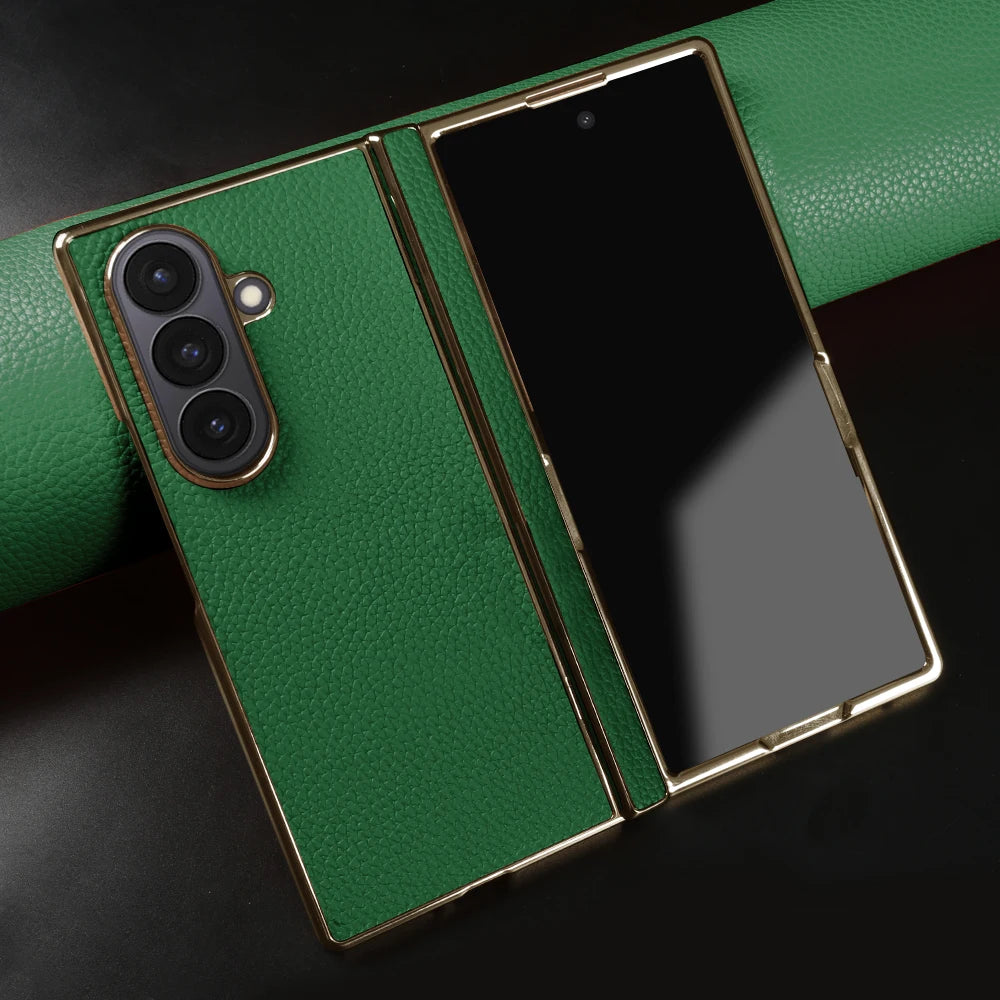 Genuine Leather Case For Samsung Galaxy Z Fold 7 6 5 4 3 fold4 fold3 Fold5 Fold6 Fold7 phone Cover Cases Fundas Coque Shell Capa