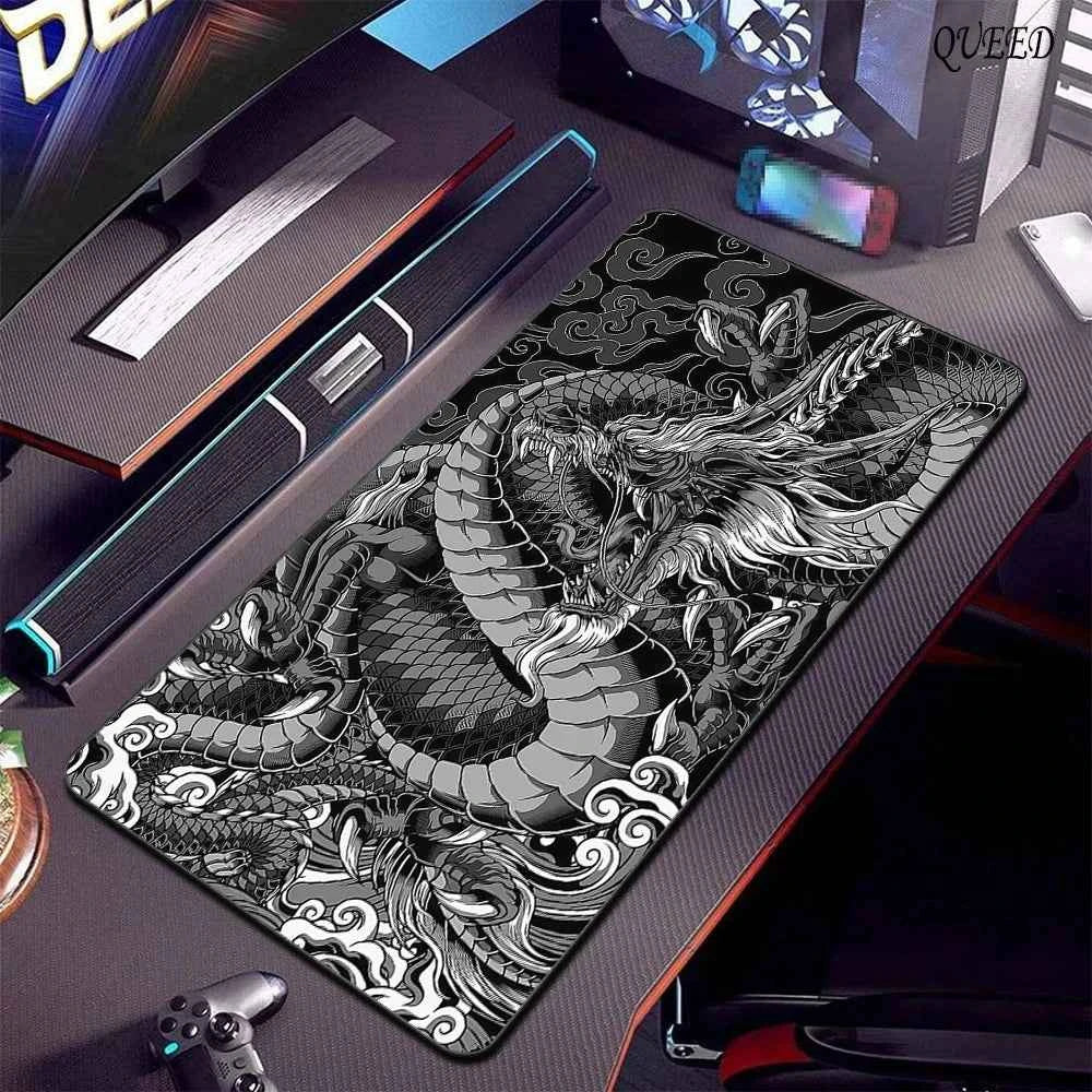 Black and White Dragon Large Mouse Mat Gaming Mousepad Big Rubber Base Mouse Pad Purple Deskpad Eyboard Mats Mousepads 400x900