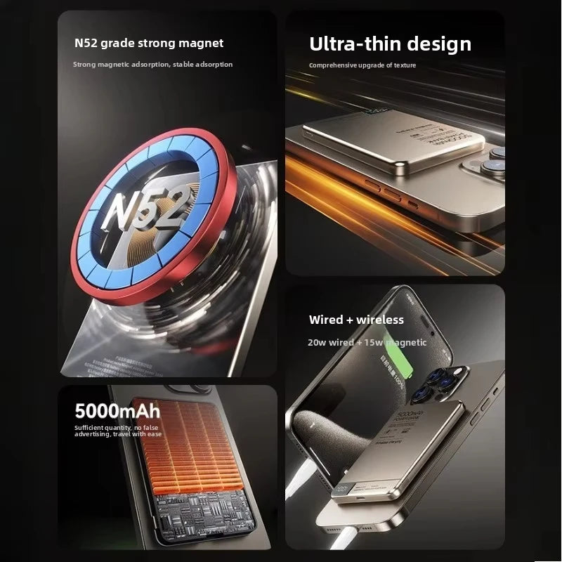 10000mAh Magnetic Power Bank Qi 2 Wireless Charger PD20W Super Fast Charging For MagSafe Powerbank for iPhone Samsung Xiaomi