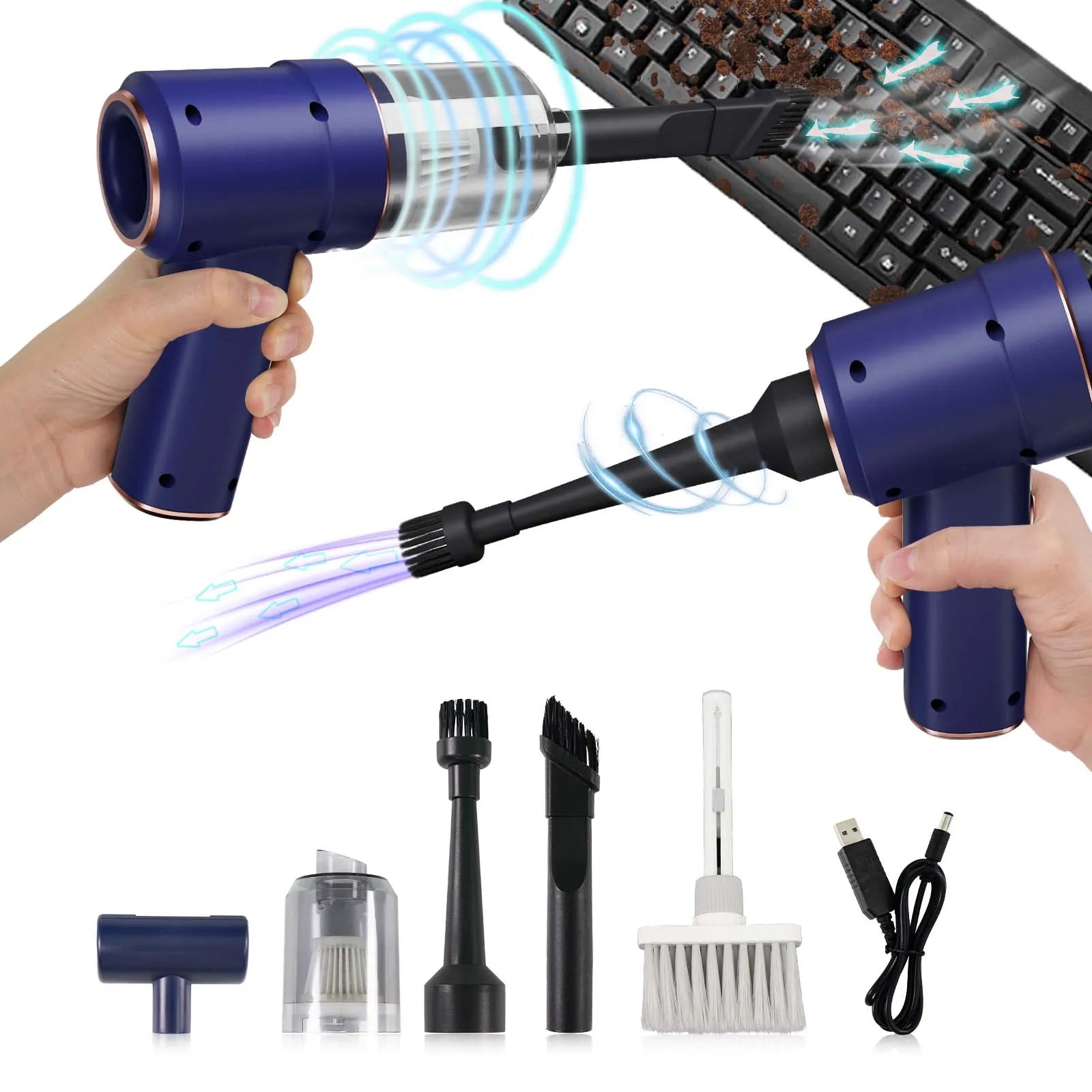 4000mAh Portable Compressed Air Duster Multi Air Blower & Vacuum Cleaner Cordless Duster Blower for Keyboard Computer Cleaning