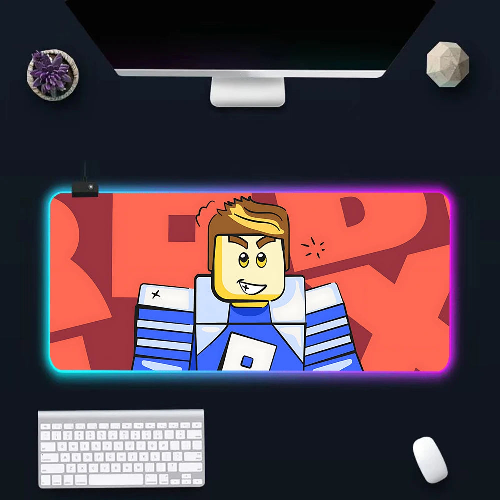 Hot game R-robloxs Cartoon RGB Pc Gamer Keyboard Mouse Pad Mousepad LED Glowing Mouse Mats Rubber Gaming Computer Mausepad