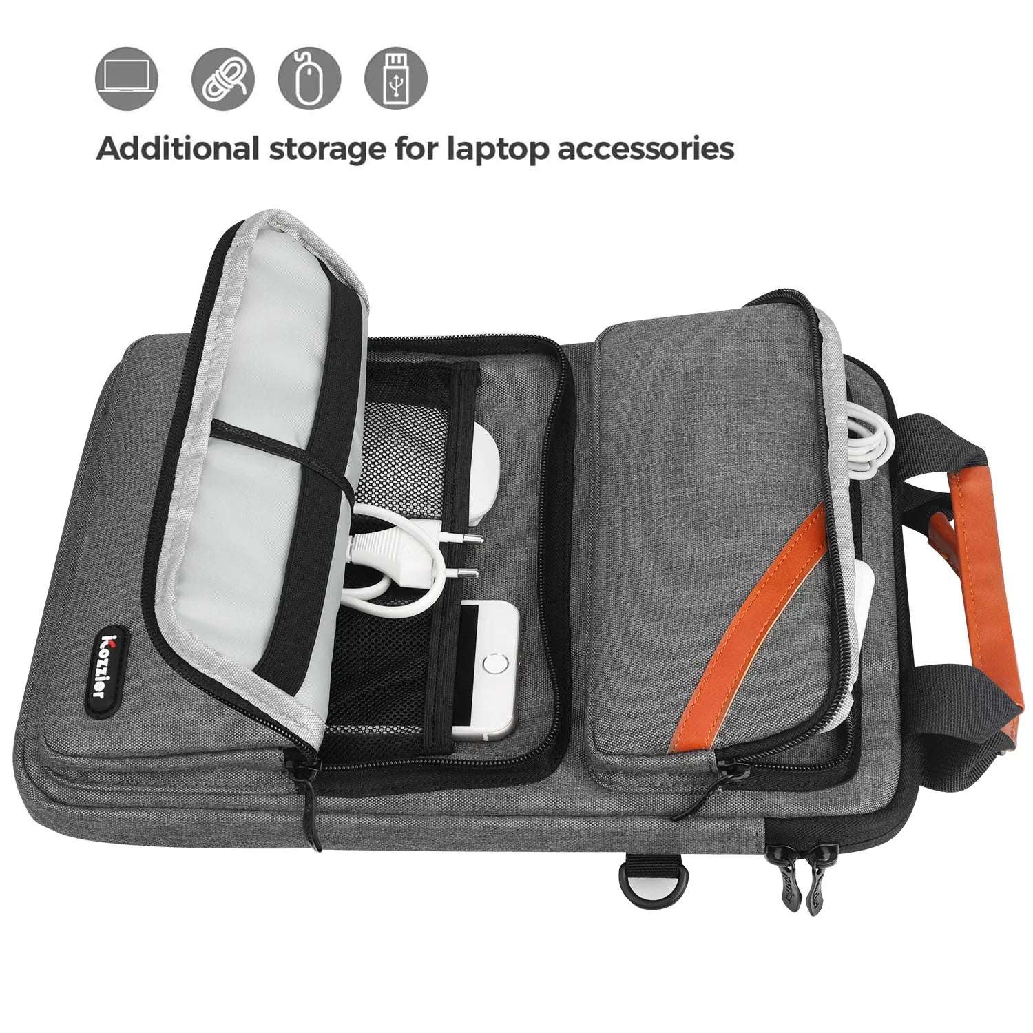 iCozzier 12.9-13.3 inch Laptop Shoulder Bag, Double Pocket  Laptop Sleeve Tablet Case for MacBook Pro 14, iPad Pro 12.9 2018-202
