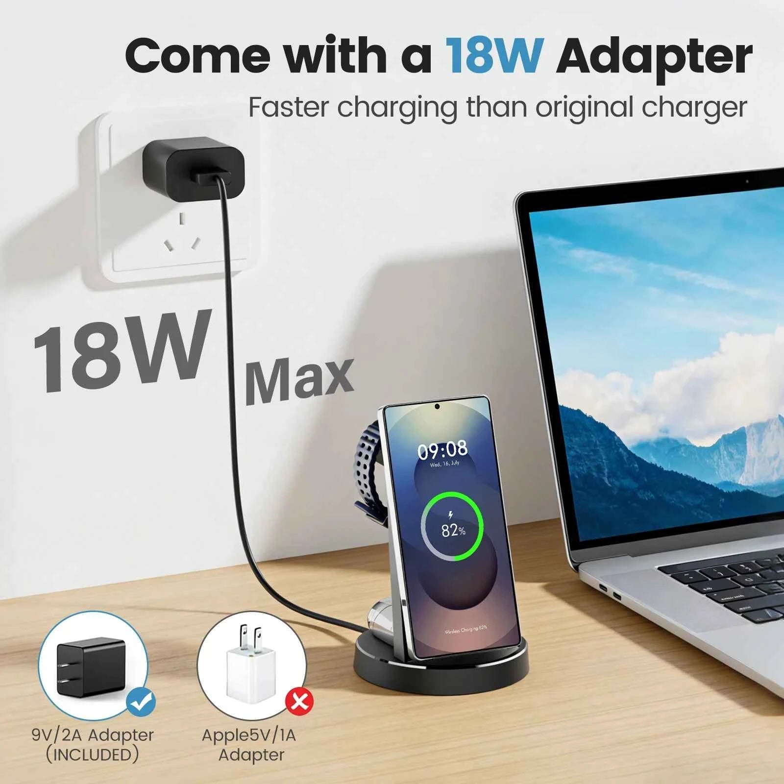 3 in 1 Magnetic Wireless Charger Dock Station 15W Foldable Fast Charging Multi-Device For Samsung S25 S24 S23 S22 Galaxy Watch iPhone