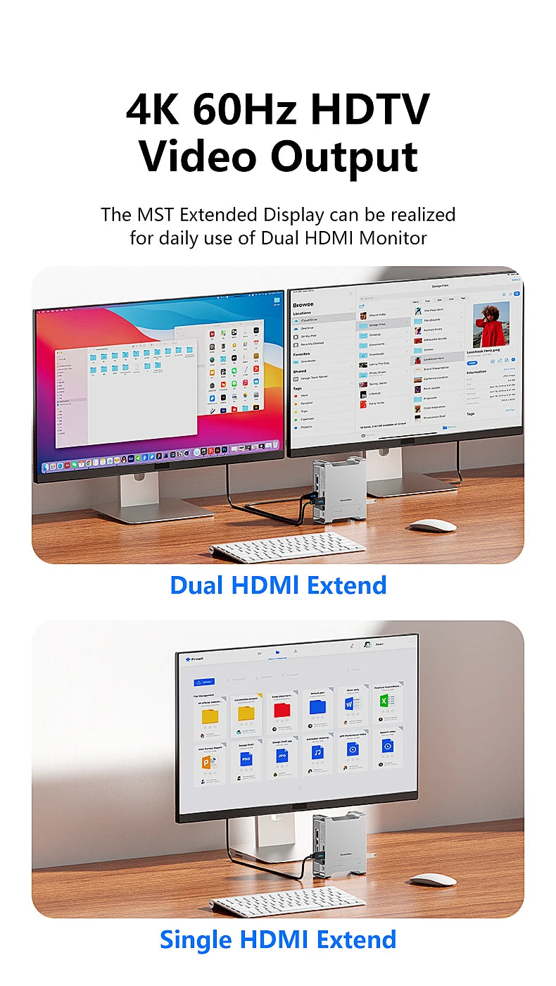 Blueendless ssd docking For 2024 MAC Mini M4/M4 Pro Stand with M.2 NVMe SSD enclosure 4K/60HZ HDMI-Com SD4.0 TF4.0 10Gbps C HUB