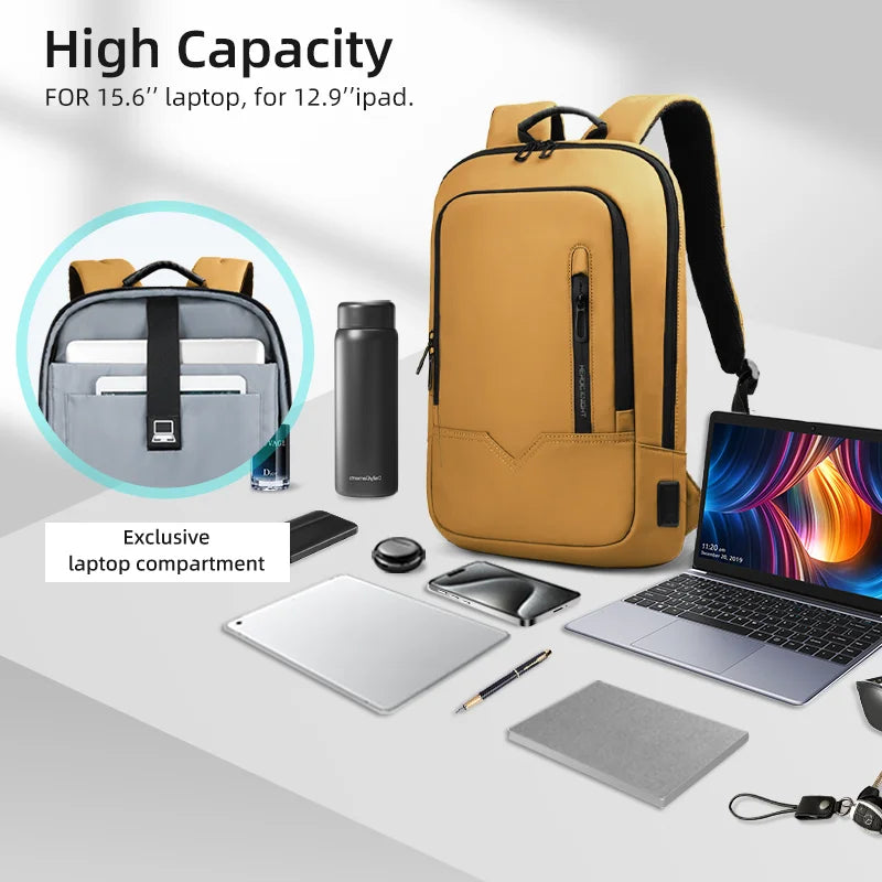 Heroic Knight Backpack Men Multifunction Business Waterproof Slim Laptop Backpack Fashion 15.6