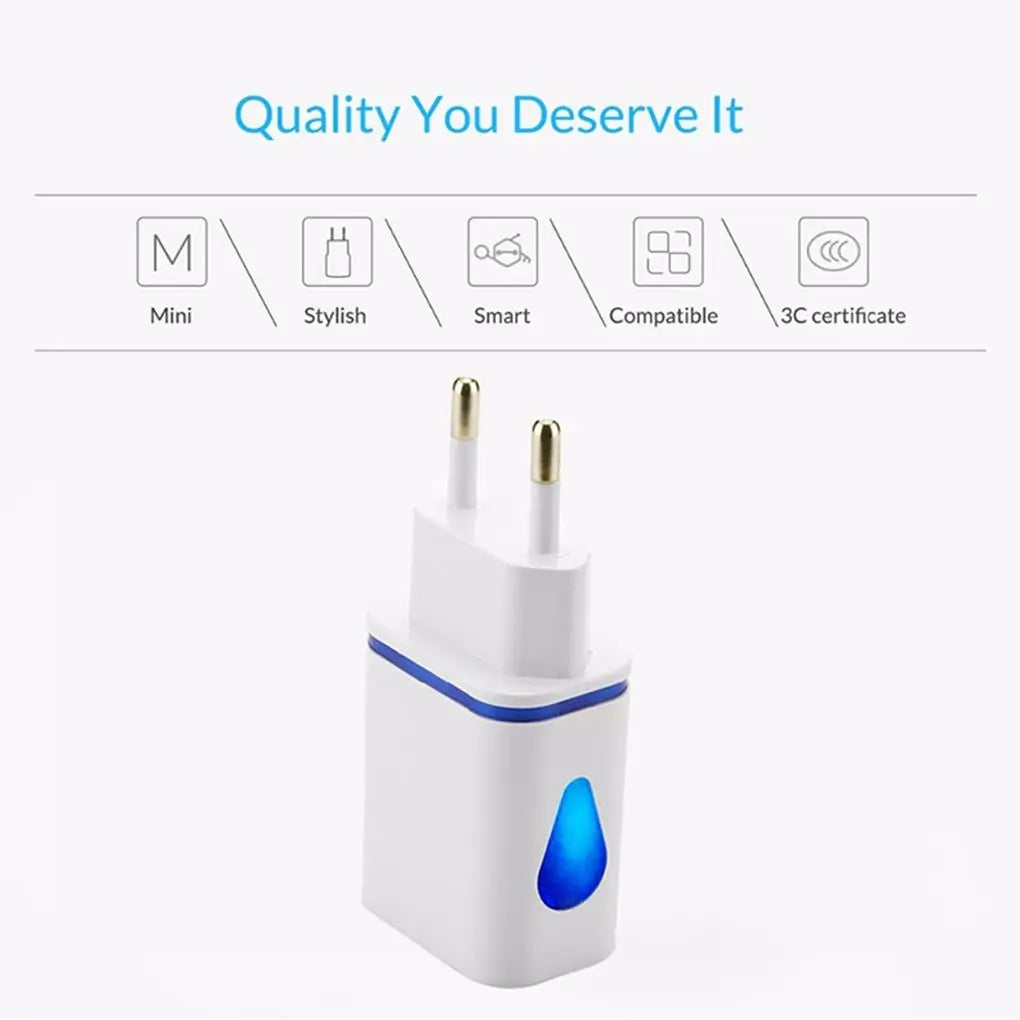 USB Wall Charger for Samsung Xiaomi Dual Port 2A Output Travel Plug Power Adapter Compatible for Phone EU/US Plug
