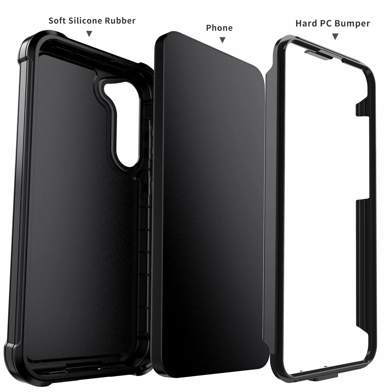 For Samsung Galaxy S23 Plus S23+ S23 Ultra S23 FE 5G Case Shockproof Rugged Heavy Protective Dual Layers Cover Black
