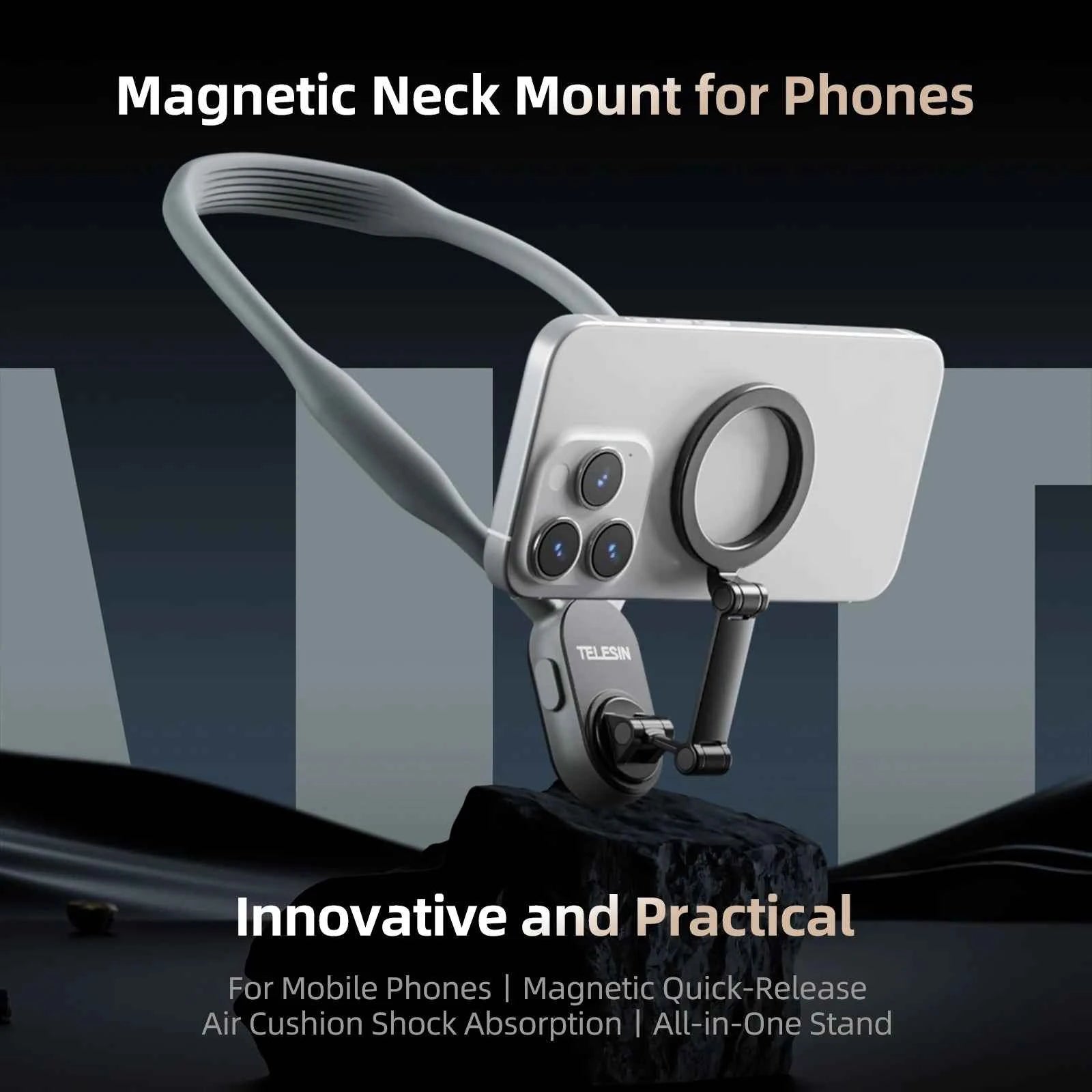 TELESIN Silicone Phone Magnetic Neck Mount Quick Release Hold for Iphone 17 16 15 14 13 SAMSUNG HUAWEI XIAOMI Phone Accessories