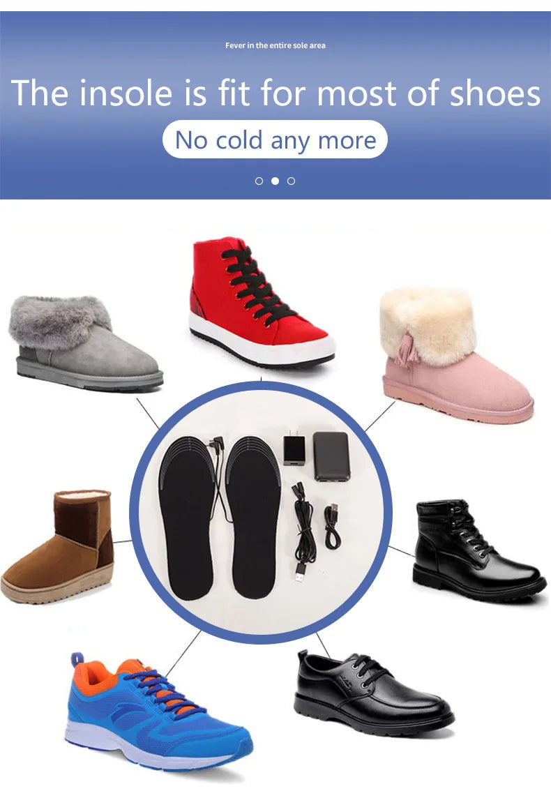 USB Electric Heated Insoles EVA Mat Feet Warmer Can Be Cut And Washable Thermal For Shoes Warming Foot Pad