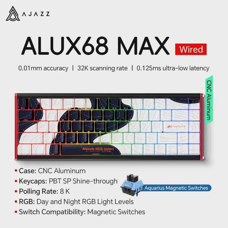 AJAZZ AK680 MAX Magnetic Switch Mechanical Keyboard 60% Rapid Trigger 0.01mm 8K/1K Return 68 keys Gaming Keybaord