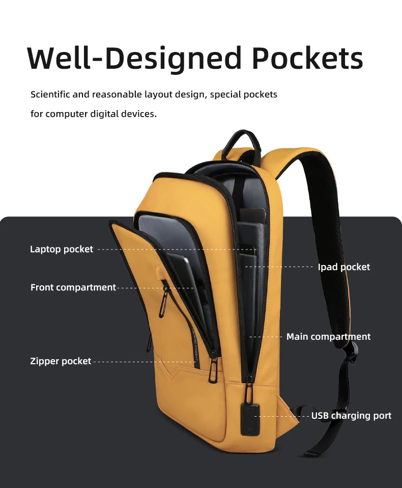 Heroic Knight Backpack Men Multifunction Business Waterproof Slim Laptop Backpack Fashion 15.6