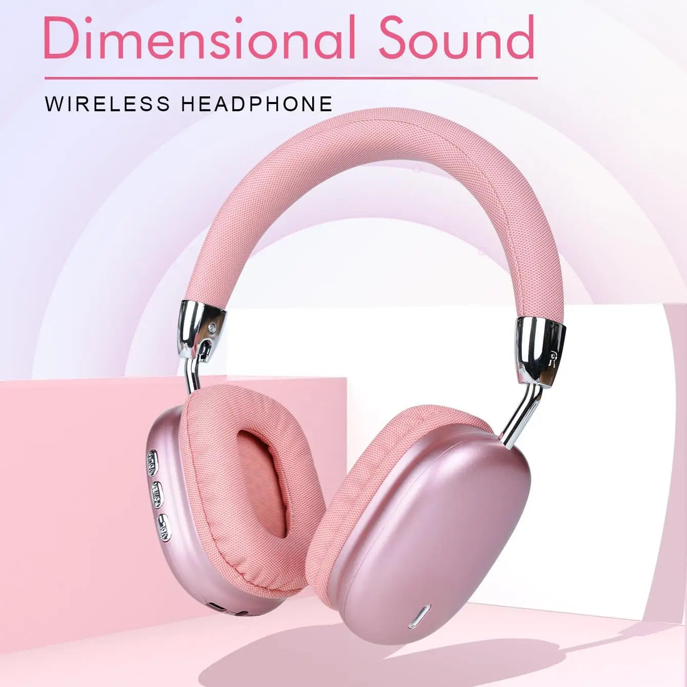 Foldable Over Ear Bluetooth Headphones Pink Stereo Wireless Headset with Microphone Support TF Card for Gaming Music