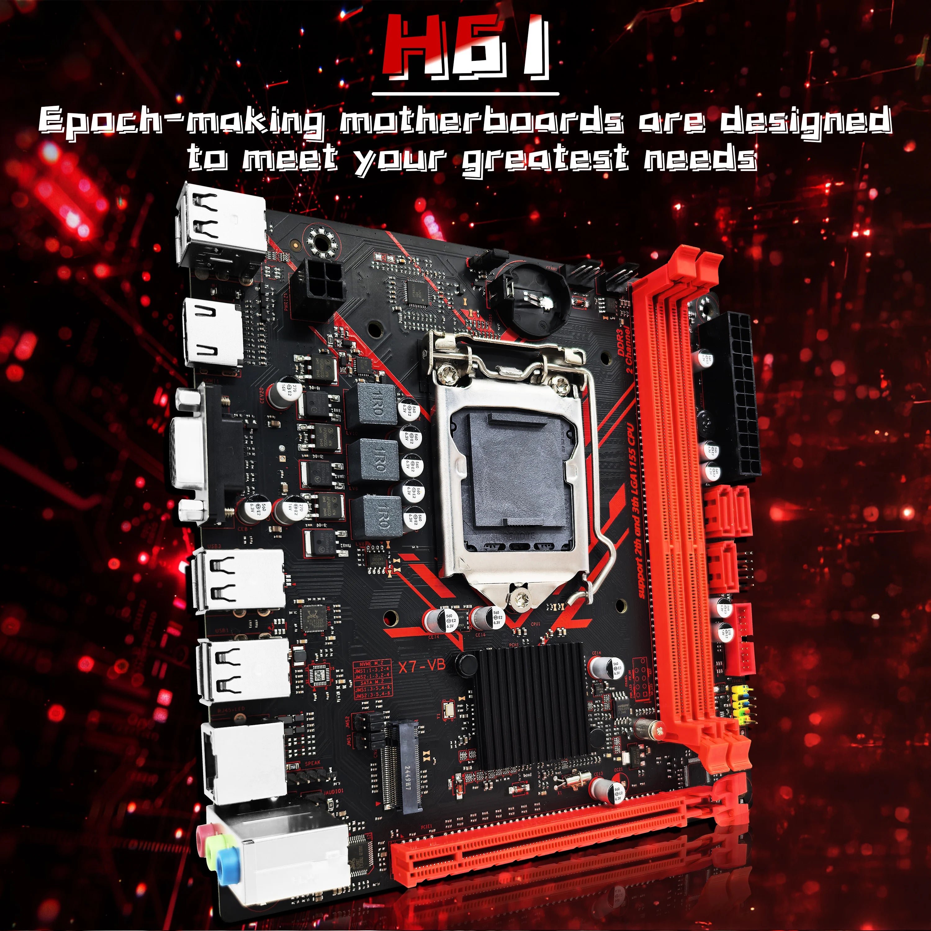 ZSUS H61 Motherboard LGA 1155 Desktop Motherboards Support DDR3 RAM With NVME M.2 Interface USB2.0 SATA2.0
