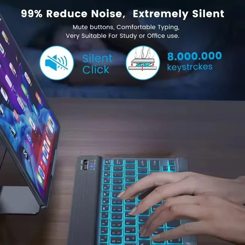 2026 Portable Bluetooth Backlit Keyboard For Xiaomi iPad / iOS Android Windows Tablet Phone Wireless Keyboard With Mouse Spanish