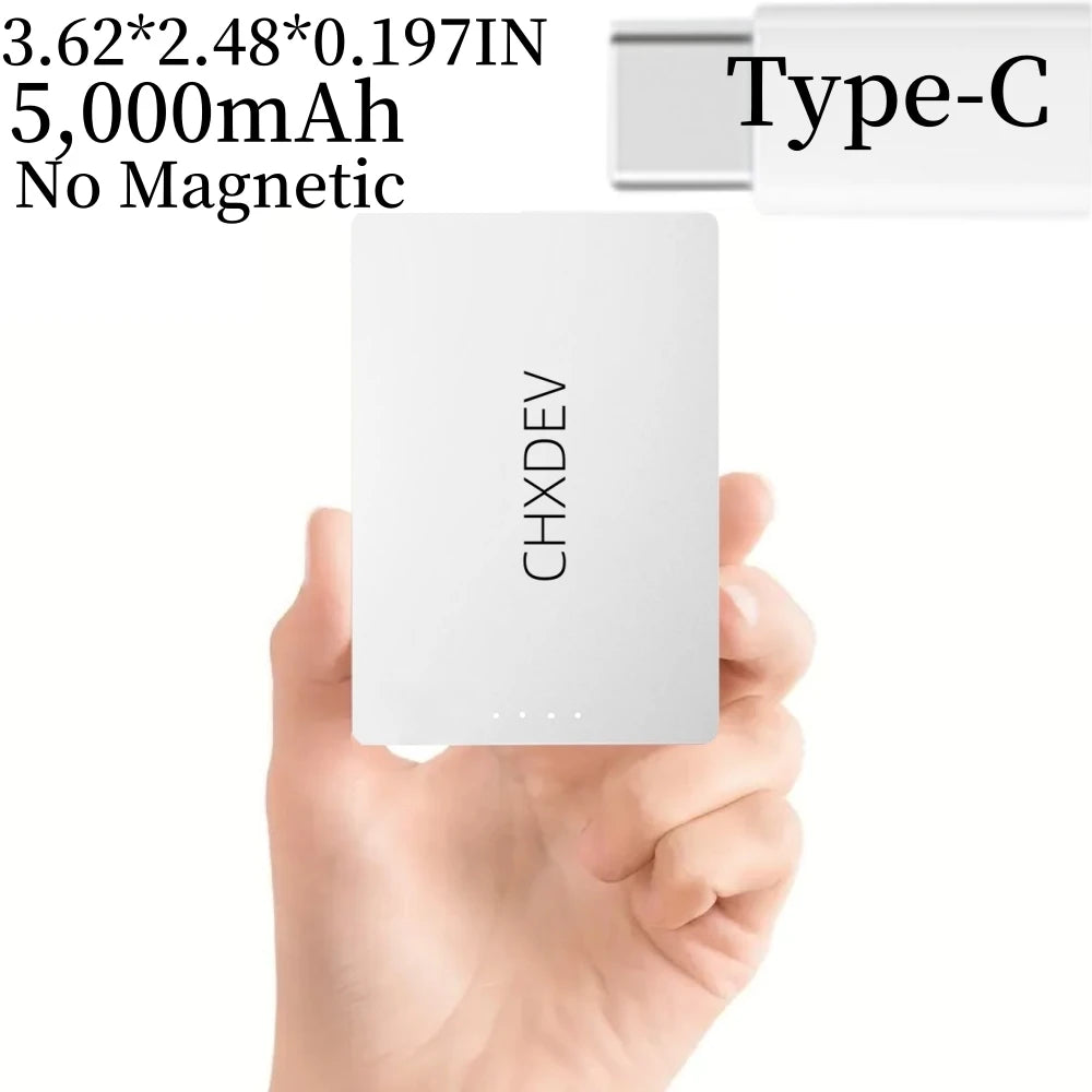 CHXDEV Ultra-Thin Magnetic Power Bank Ultra-Slim 8000mAh Charger , Mini Power Banks For Card Holder Wallet, For IPhone XIAOMI