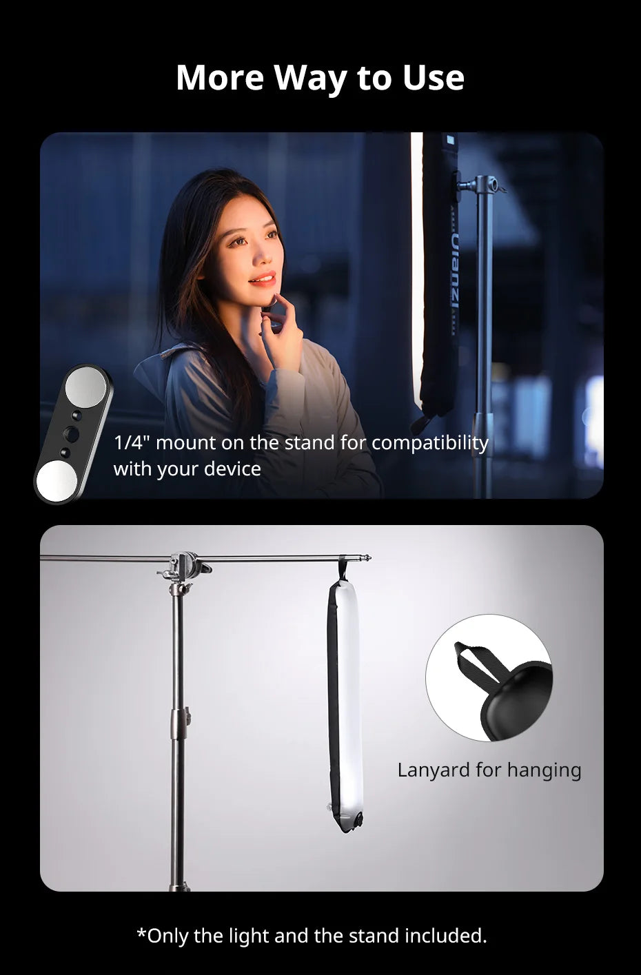Ulanzi UA12 12W Inflatable TPU Air Tube Light 2700K-6500K Bi-Color Portable Pocket Light Stick Magnetic Mount for Livestreaming