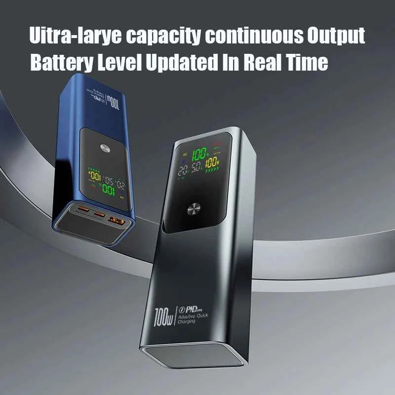 50000mAh Portable Color Screen Power Bank Supports PD100W Bidirectional Fast Charging Suitable For IPhone Laptop Samsung Xiaomi