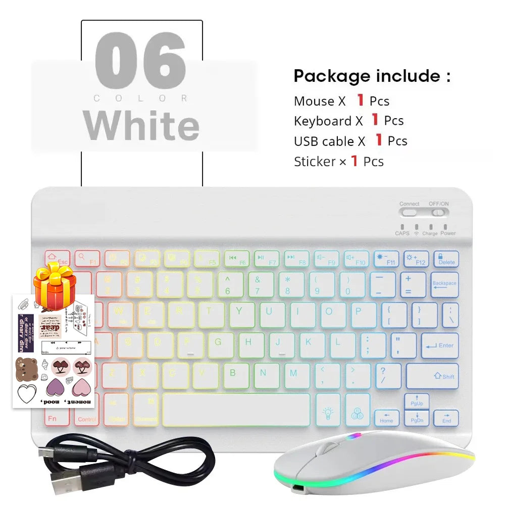 2026 Portable Bluetooth Backlit Keyboard For Xiaomi iPad / iOS Android Windows Tablet Phone Wireless Keyboard With Mouse Spanish