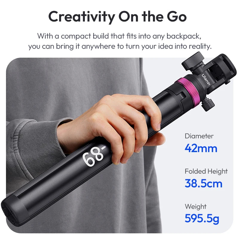 Ulanzi MT-89 2M Extendable Tripod Light Stand w 1/4'' Quick Release Plate Cold Shoe Mount for DSLR Camera Phone Video Light Mic