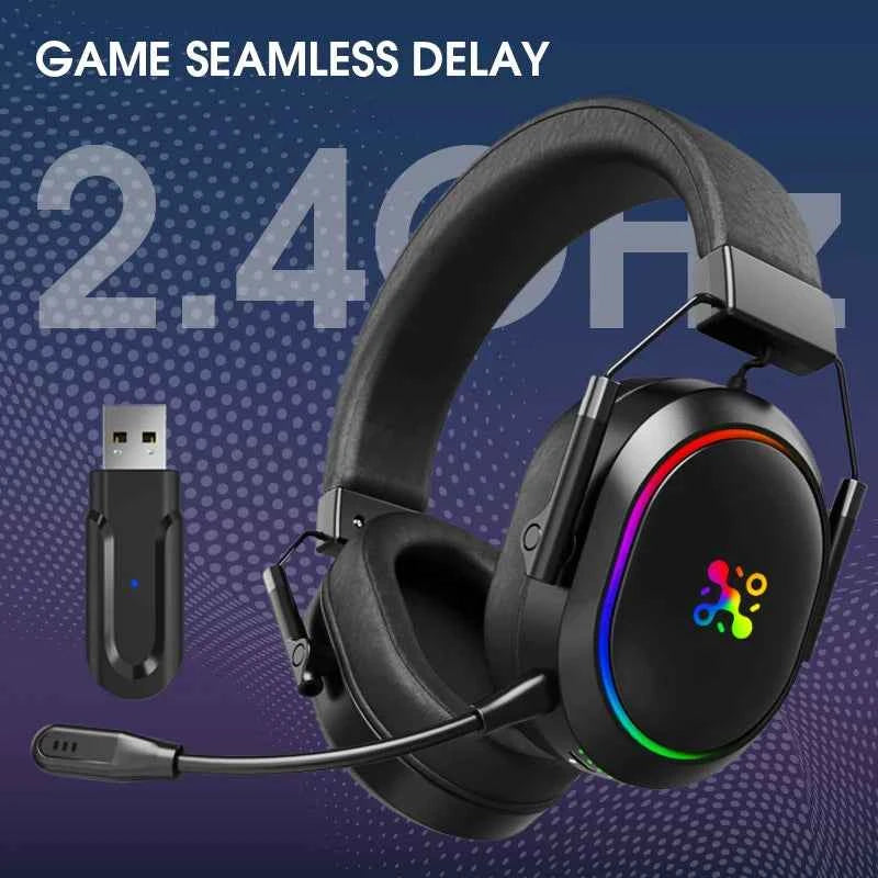 LDON Wireless Gaming Headset for PS5 PS4 Bluetooth 2.4GHz Headphone with Surround Sound Memory Foam for Switch Laptop Mobile Mac