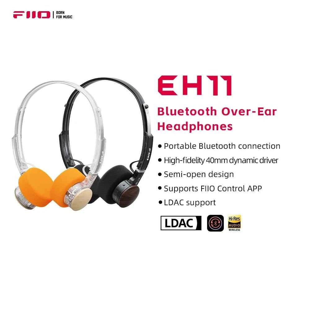 FIIO EH11 On-Ear Bluetooth Headphones, Powerful Bass & LDAC Hi-Res Audio, Lightweight Retro Design, 30H Battery, Dual Device & A
