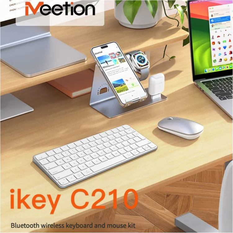 Meetion Ultra Thin Wireless Keyboard Mouse Rechargeable 2.4G USB Bluetooth Keyboard and Mouse Combo Silent Mini for Mac Tablet
