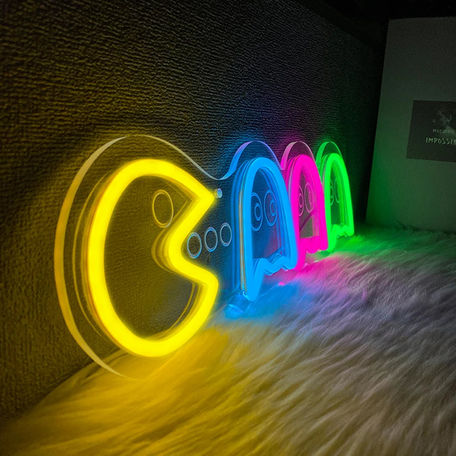 Game Neon Sign For Wall Decor,Light Up Sign For Gaming Room,Man Cave Decoration,Birthday Halloween Christmas Gift,USB Powered