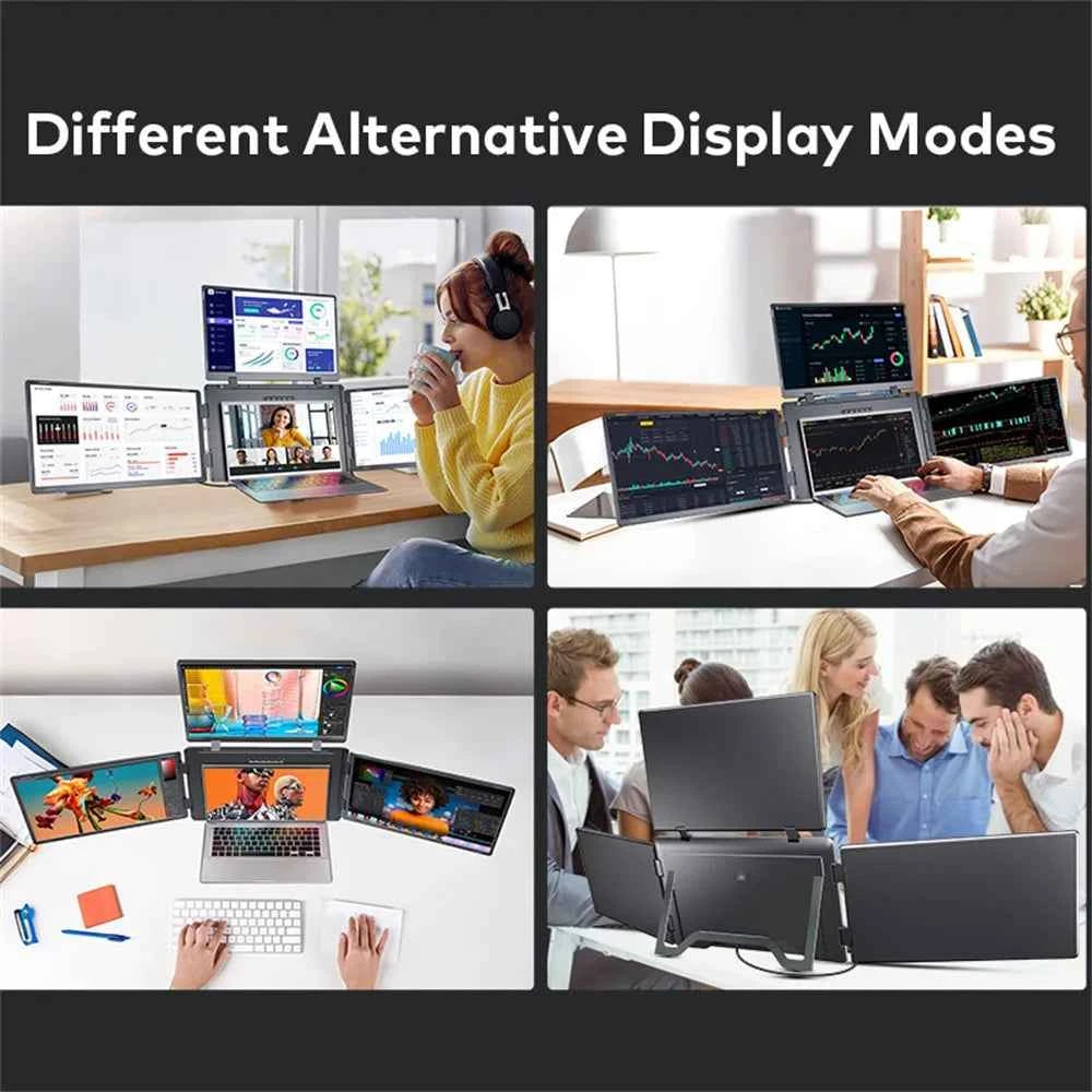 Rospider 18.5 inch Triple Screen Extender 1080P IPS Portable Monitor Gaming Display for 12 to 18 inch Laptop MacBook Windows