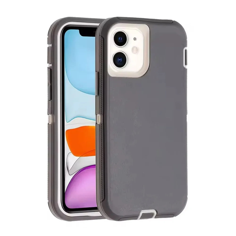 3in1 Defend Phone Case For iPhone 16 17 16E 15 14 Plus 13 12 11 Pro Max Mini Original Heavy Duty Shockproof Hybrid Armor Cover