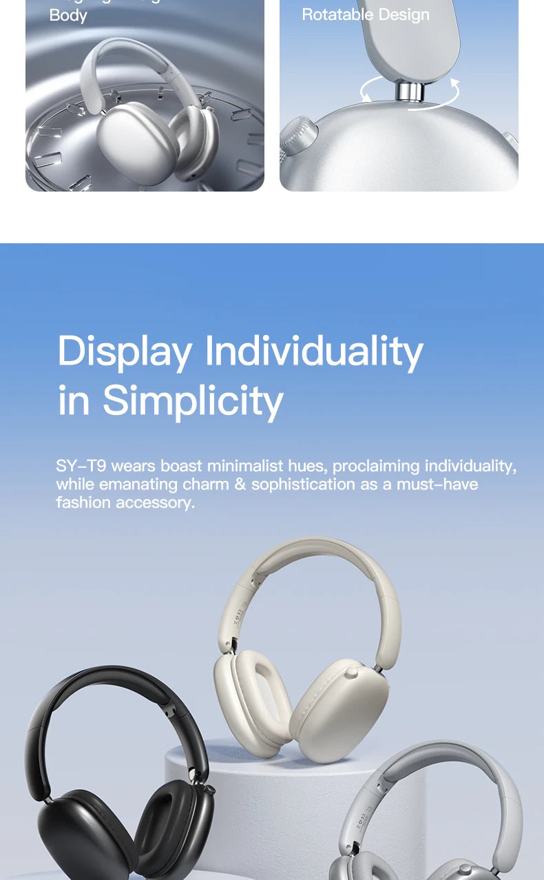 Wireless Bluetooth Headphones Over-Ear, Hi-Res Audio, Sport Headphone, Foldable Stereo, Travel Headphones, Silver
