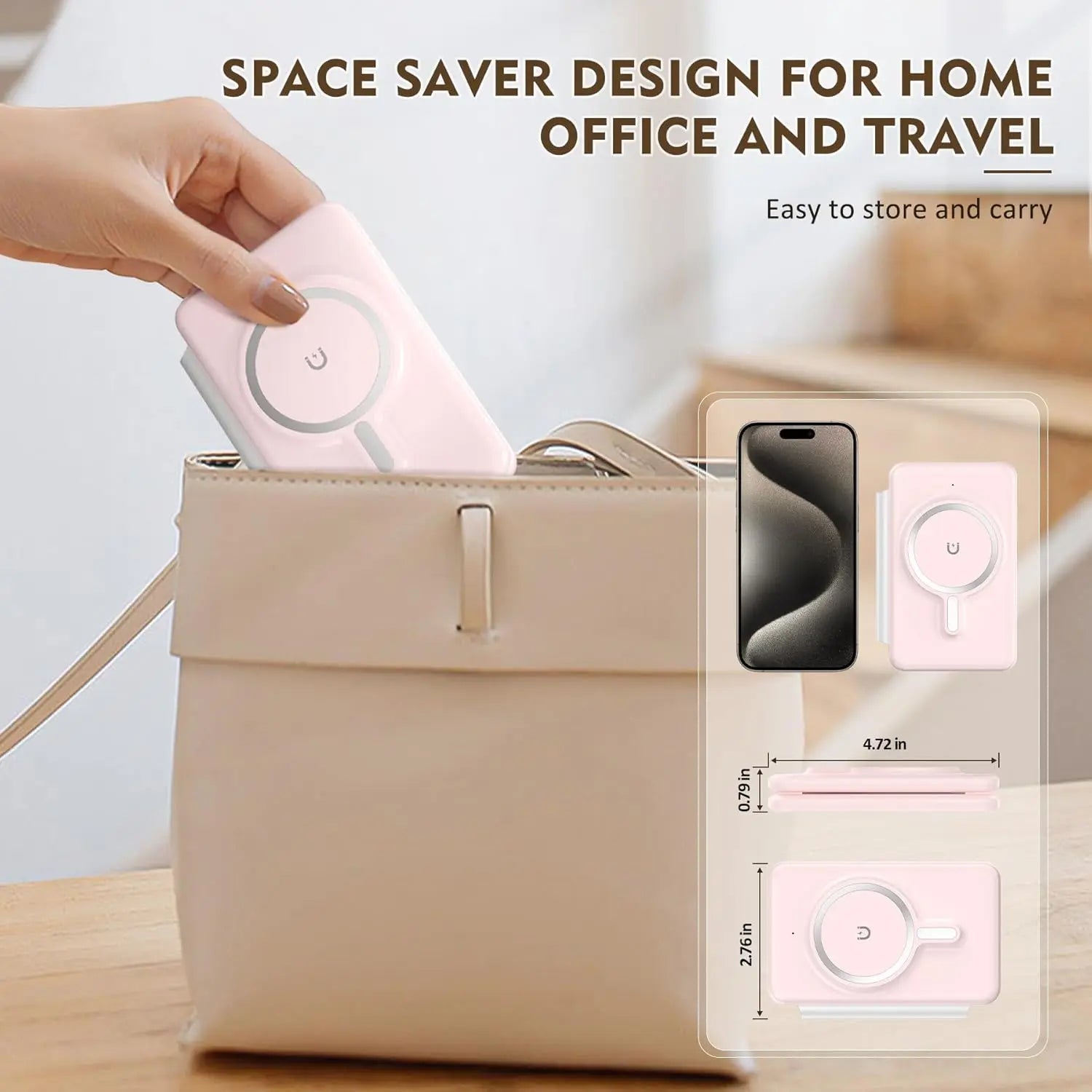 Cell Phone Wireless Charger - 3-in-1 Travel Charging Station for Multiple Devices, Portable Foldable Magnetic Charging Pad