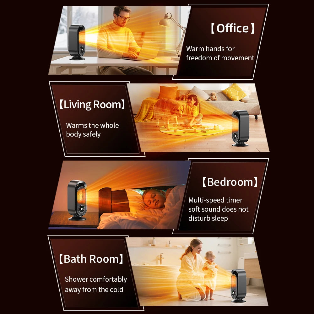 1000W winter portable desktop heater PTC fast heating household heater 110V-220V electric heater suitable for home/office etc