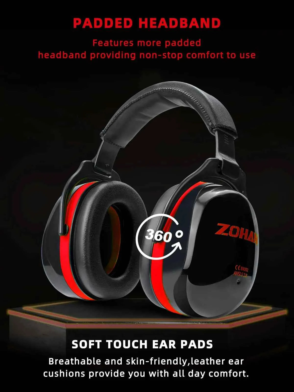 ZOHAN Noise Reduction Earmuffs Hearing Protection Safety Earmuffs Ear Defenders NRR 28dB For Autism Shooting Mowing Fire works