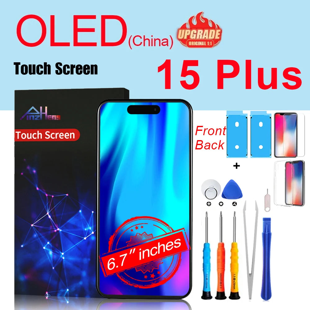 PINZHENG High Quality Screen INCELL LCD OLED For iPhone 14 Pro 15 Plus 13 Pro Max Display For iPhone Replacement With Tools
