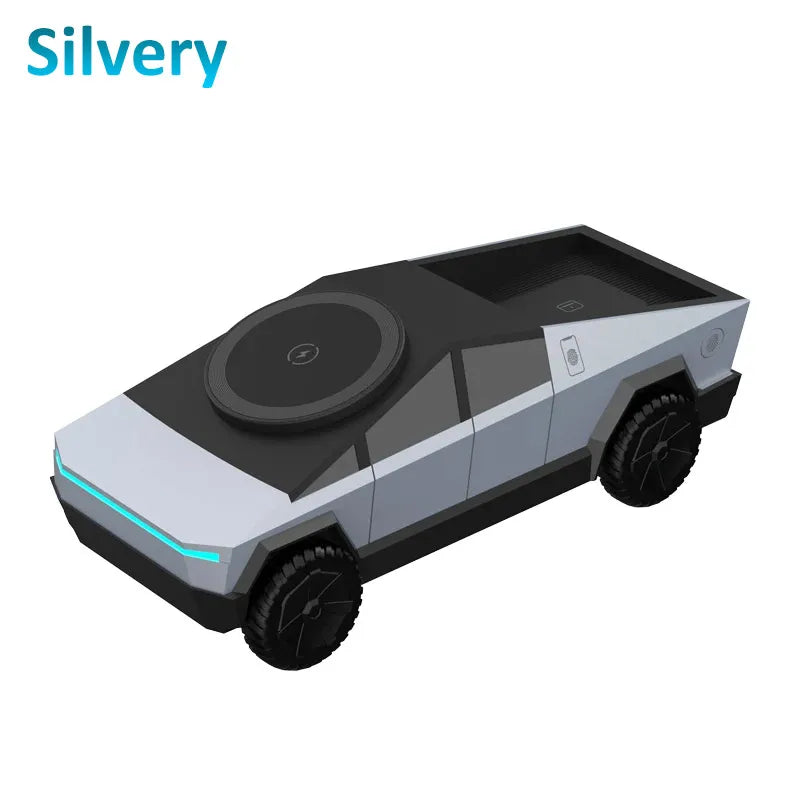 3 in 1 Magnetic Fast Wireless Charger Desktop Cybertruck Phone Stand For IPhone 17-12 Pro Max Apple Samsung Watch Airpods Pro