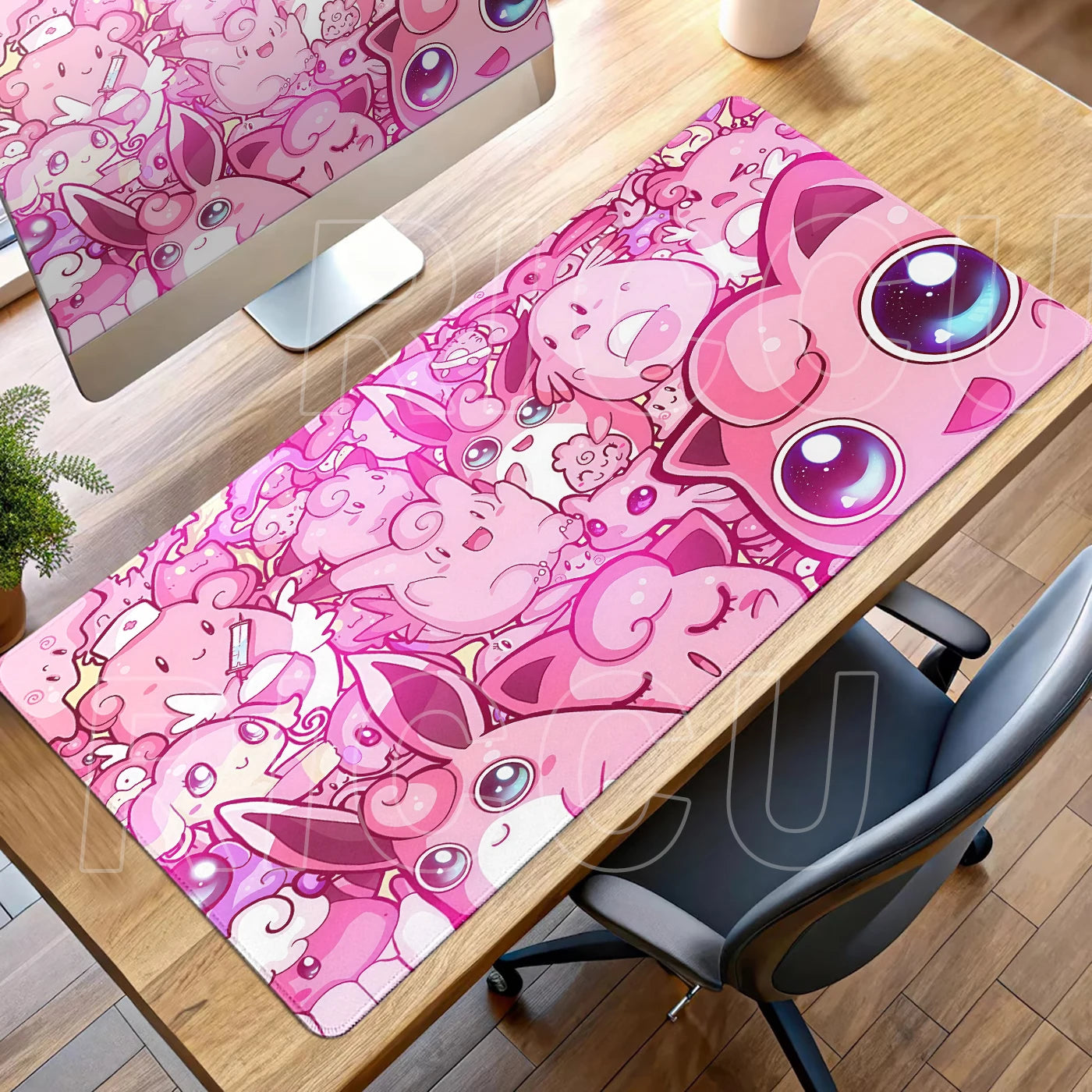 Kawaii Pink Keyboard Pad Clefairy Anime Gamer PC Cabinet Mouse Pad Ppokemon Jigglypuff Mousepad Laptop DeskMat E-Sports Mousemat