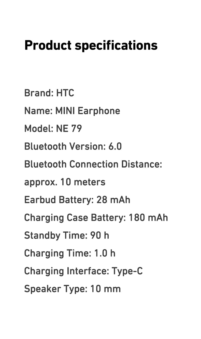 HTC NE79 TWS Wireless Bluetooth Earphones: AI Translator Earbuds Noise Cancellation Long Battery Life Premium Audio Headphones