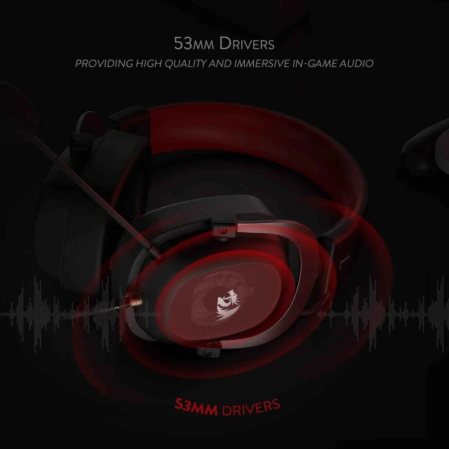 Redragon H510 Zeus Wired Gaming Headset - 7.1 Surround Sound - Memory Foam Ear Pads - 53MM Drivers  Detachable Microphone