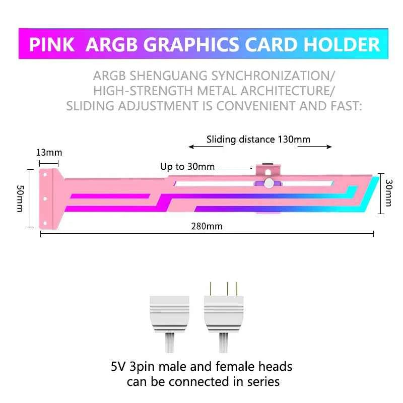 Power train ARGB Graphics Card GPU Holder Adjustable Height Horizontal GPU Bracket  AURA SYNC GPU Video Card Holder