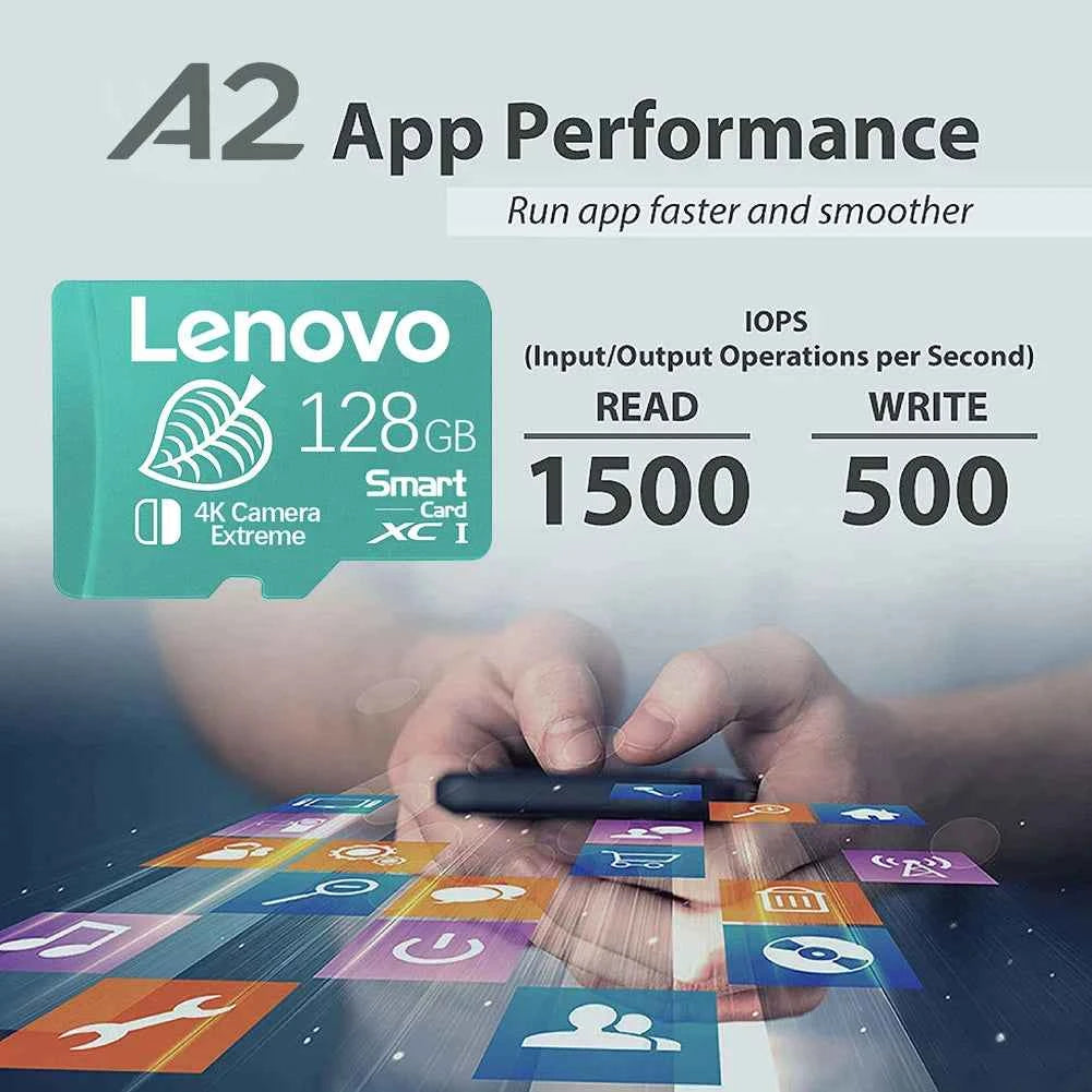 Lenovo High-Capacity Micro SD / TF Memory Card for Nintendo Switch, Cameras, Smartphones – 128GB/256GB/512GB/1TB