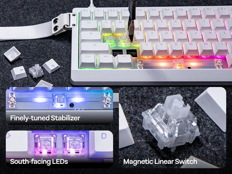 EPOMAKER HE68 Lite 65% Layout Tray-Mounted Wired Hall Effect NKRO Magnetic Keyboard DKS SOCD 8kHZ Polling Adjustable Actuation