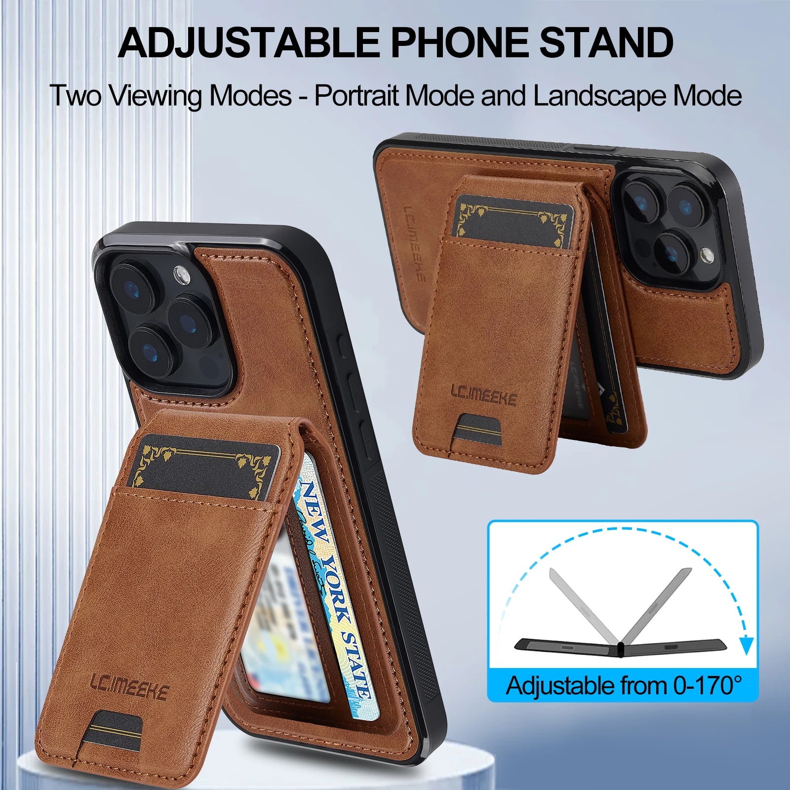 2 in 1 Detachable Leather iPhone Case with Card Pocket - Magnetic Cover for iPhone 17 pro Max 17 Air 15 14 13 12 11 pro Max