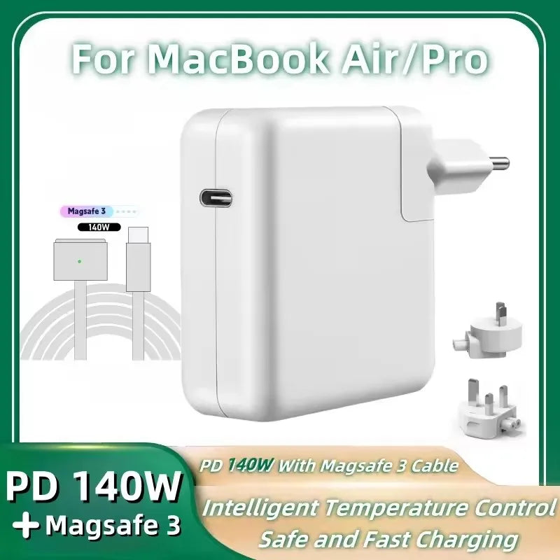 140W USB C to Magnetic 3 Cable, Charger for Mac Book Pro 16,15,14,13 inch,2021-2023 M1 M2 Mac Book Air Laptop Power Adapter