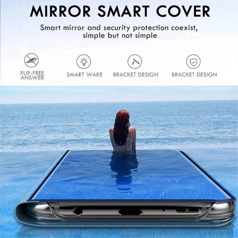For Samsung Galaxy S26 S25 Ultra Plus FE Edge 5G Smart Mirror Protector Case Flip Holder Shockproof Cover Sumsung S26 Pro Fundas